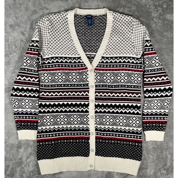 Izod Woman's Size Large Button Up‎ Cardigan Knit Sweater Multi Color - Picture 1 of 9